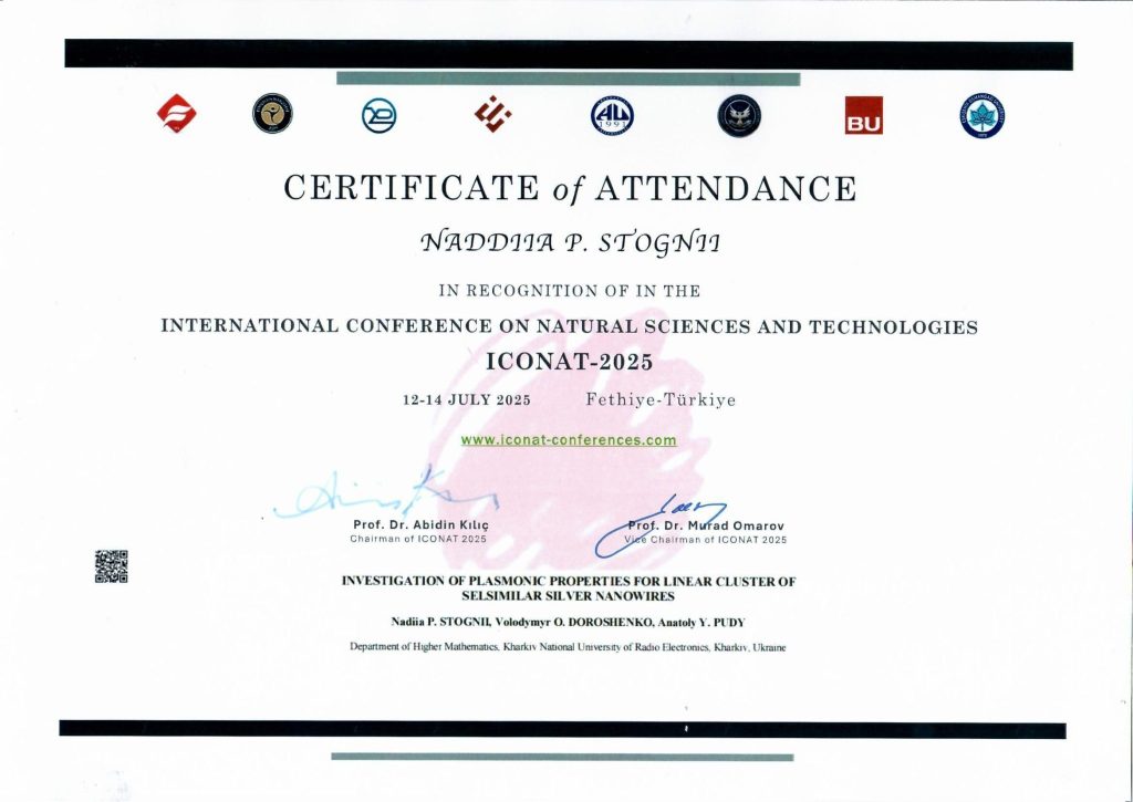 Участь у VII INTERNATIONAL CONFERENCE ON NATURAL SCIENCES AND TECHNOLOGIES (ICONAT-2025)