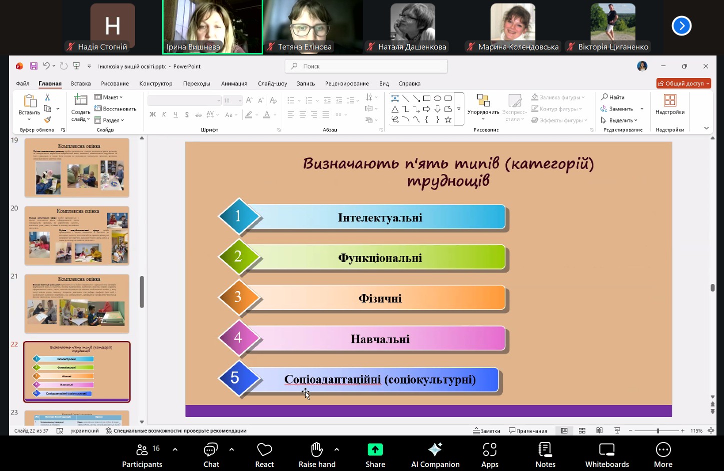 Викладачі кафедри ВМ взяли участь у вебінарі «Інклюзія у вищій освіті: сучасні виклики та практичні рішення»